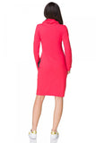 Sporty Knitted Dress with Side Pockets and Chimney Neckline