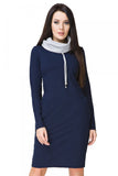 Sporty Dress with Side Pockets and Turtleneck Effect