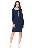 Sporty Dress with Side Pockets and Turtleneck Effect