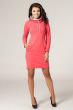 Sporty Dress with Side Slit Pockets and Chimney Neckline