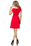Flared Cotton Knit Dress with Boat Neckline and Short Sleeves