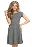 Flared Cotton Knit Dress with Boat Neckline