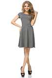 Flared Cotton Knit Dress with Boat Neckline