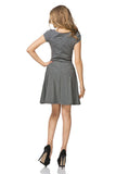 Flared Cotton Knit Dress with Boat Neckline
