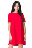 Elegant Trapeze Dress with Wide Cut and Rounded Hem