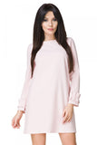 Elegant Mini Dress with Draped Neckline and Frill Sleeves