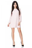 Elegant Mini Dress with Draped Neckline and Frill Sleeves