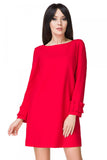 Elegant Trapeze Mini Dress with Long Sleeves and Frills