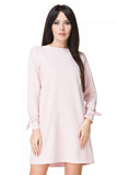 Elegant Trapeze Mini Dress with Eyelet Back and Ties
