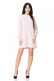 Elegant Trapeze Mini Dress with Eyelet Back and Ties