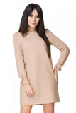 Elegant Trapeze Mini Dress with Eyelet Back and Tie Sleeves