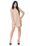 Elegant Trapeze Mini Dress with Eyelet Back and Tie Sleeves
