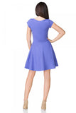 Flared Cotton Knit Dress with Boat Neckline and Short Sleeves