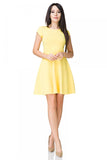 Flared Cotton Knit Dress with Boat Neckline and Short Sleeves