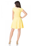 Flared Cotton Knit Dress with Boat Neckline and Short Sleeves