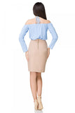 Elegant Tied Neck Blouse with 7/8 Sleeves and Pleats