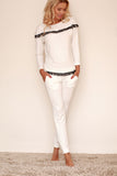 Elegant Chiffon Frill Viscose Pyjama Set for Ladies