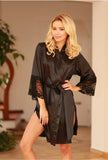 Elegant Satin Chemise with Lace Sleeves - Perfect for Romance