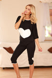 Charming Heart Print Viscose Pyjamas for Cozy Nights