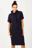 Loose Knitted Sweatshirt Dress with Turtleneck and Pockets