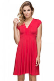 Knit Dress with Deep V Neckline and Flared Bottom