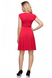 Knit Dress with Deep V Neckline and Flared Bottom