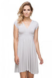 Flared Knit Dress with Deep V Neckline and Raw Sleeves