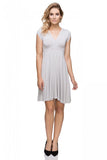 Flared Knit Dress with Deep V Neckline and Raw Sleeves
