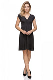 Deep V Neck Knitted Dress with Flared Bottom and Raw Sleeves