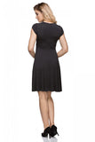 Deep V Neck Knitted Dress with Flared Bottom and Raw Sleeves