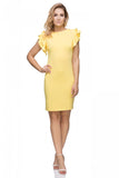 Knitted Dress with Frill Sleeves and Welt Neckline
