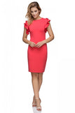Chic Knitted Dress with Frill Detail and Welt Neckline