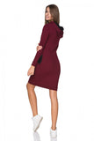 Knitted Hooded Sports Dress with Pockets and Contrast Detail