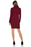 Knitted Sweatshirt Dress with Double Turtleneck and Ribbing