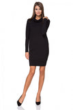 Knitted Sweatshirt Dress with Double Turtleneck Design