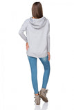 Knitted Sports Kimono Sweatshirt with Hood and Raw Edges