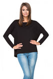 Kimono Cut Cotton Knit Sweatshirt with Boat Neckline