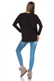 Kimono Cut Cotton Knit Sweatshirt with Boat Neckline