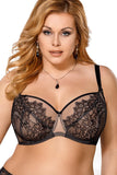 Elegant Black Lace and Mesh Soft Bra with Cleavage Detail