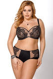 Elegant Black Lace and Mesh Soft Bra with Cleavage Detail