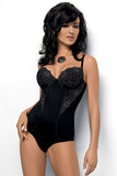 Sensual Elegance Microfiber Bodysuit with Floral Embroidery