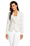 Elegant One-Button Jacket with Pointed Collar and Patches
