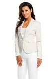 Elegant One-Button Jacket with Pointed Collar and Patches