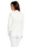 Elegant One-Button Jacket with Pointed Collar and Patches