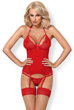 Seductive Lace & Mesh Corset with Garter Straps Set