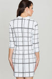Geometric Check Midi Dress with Decorative Collar & Sleeves