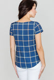 Retro Checkered Loose Short Sleeve Blouse for Versatile Style