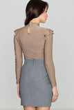 Asymmetrical Pencil Skirt with Front Opening Accent