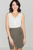 Asymmetrical Pencil Skirt with Front Opening and Belt