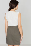 Asymmetrical Pencil Skirt with Front Opening and Belt